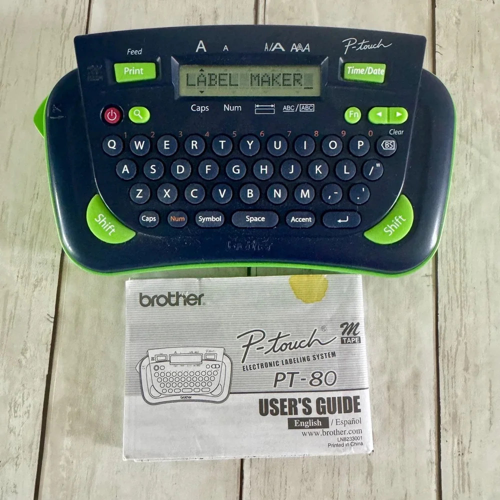 Brother P-touch PT-80 Electronic Labeling System Blue Green Handheld Label Maker